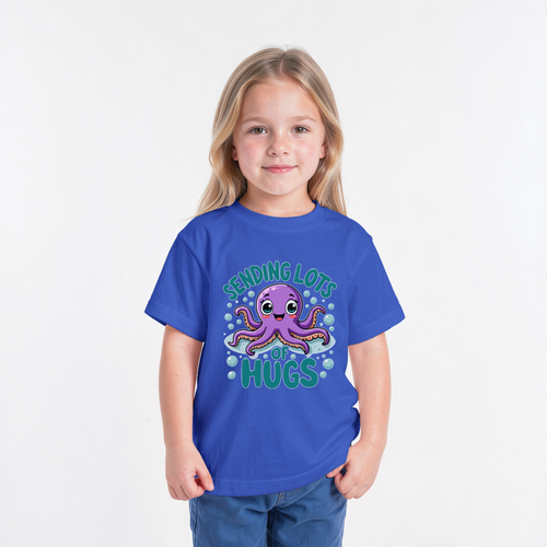 Cute Purple Octopus Sending Lots of Hugs Kids T-Shirt