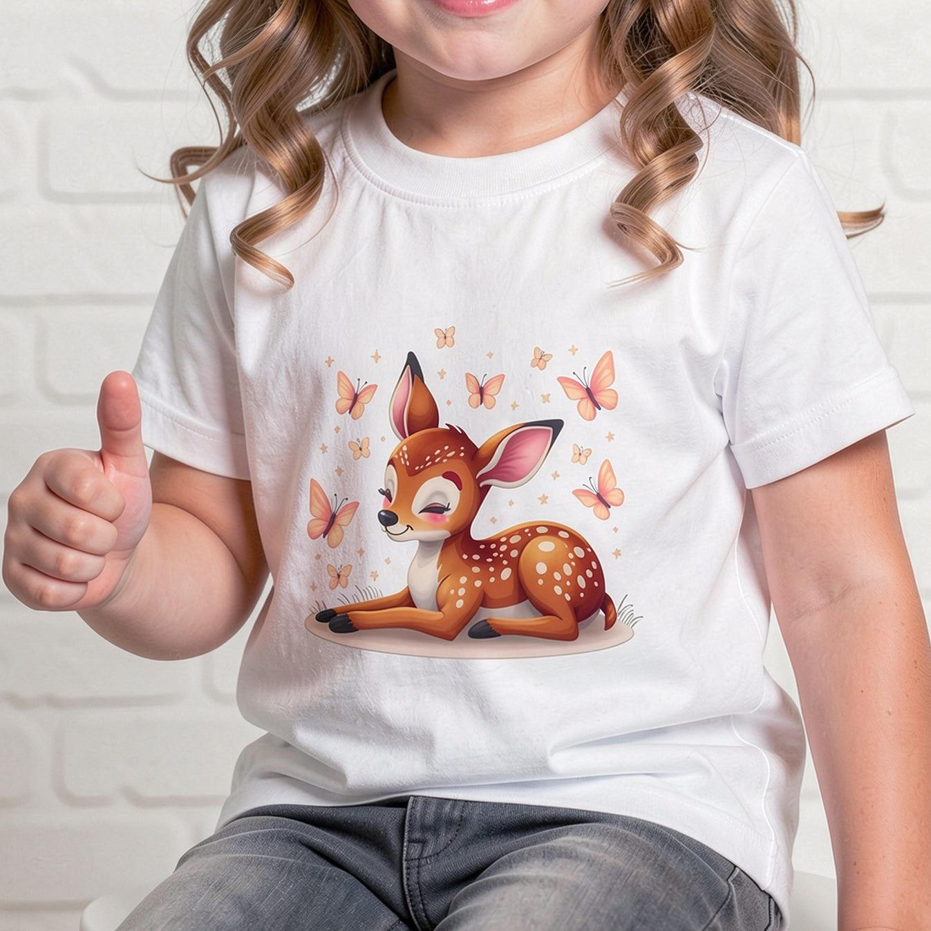 Cute Woodland Fawn Kids T-Shirt